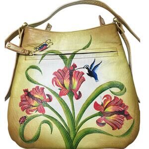 Niarvi Hand Painted Soft Leather Crossbody Hummingbird, Butterfly, Lady Bug